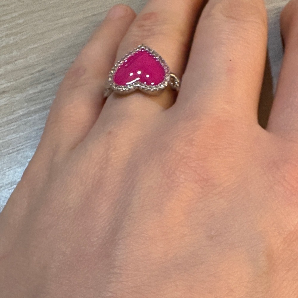 18k gold‎ plated pink heart Ring